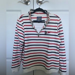Kiel James Patrick Bermuda Shirt 1/4 Zip Striped Pullover Sweatshirt, size L